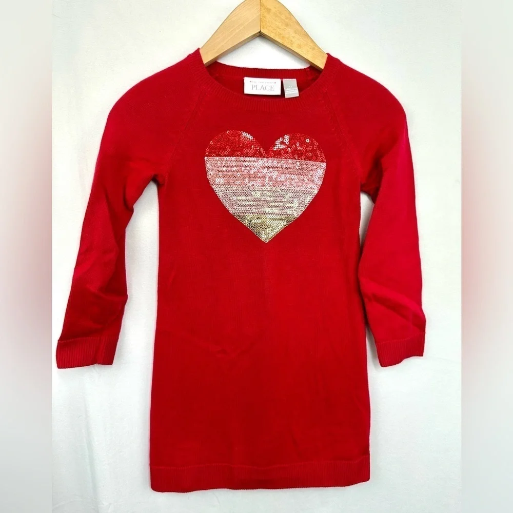 The Children's Place Sequin Heart Sweater Dress Size 5T